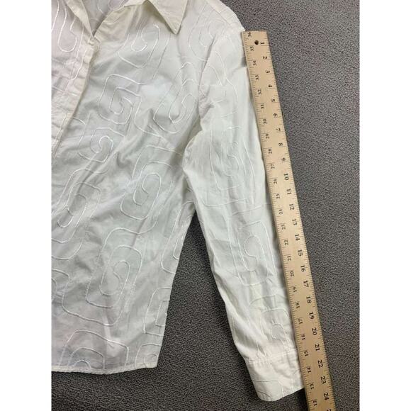 Vintage David Brooks Button Down Shirt Women L White Long Sleeve Embroidery - Picture 8 of 8